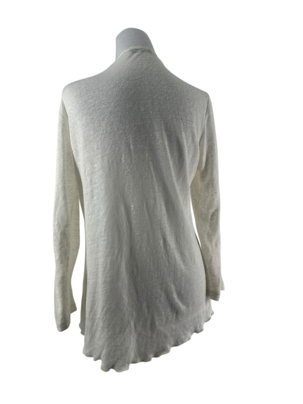 Miik linen cardigan Cream Lightweight lettuce hem y2k Canadian career sz sm - Picture 3 of 7